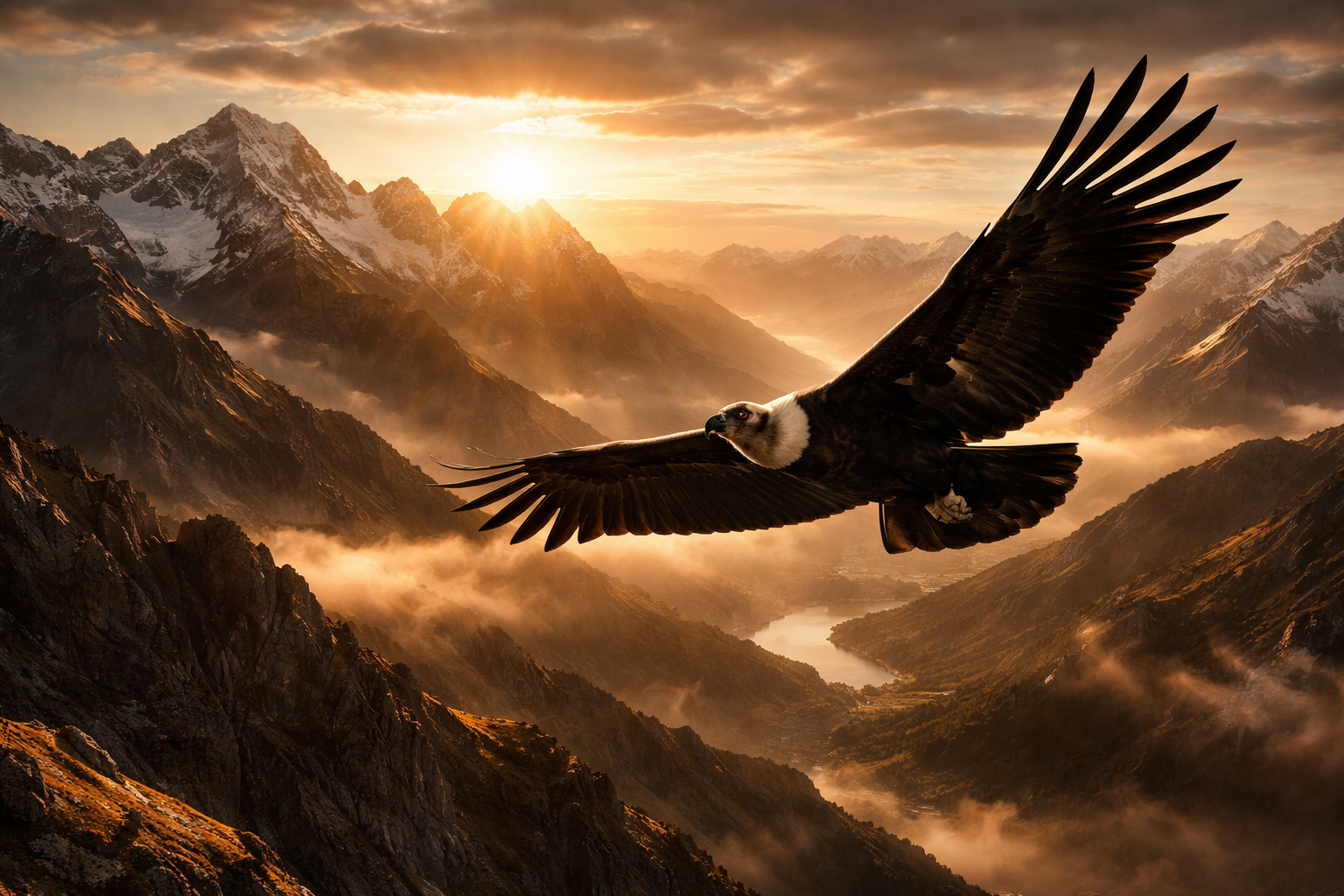 Cóndor Andino sobre la cordillera